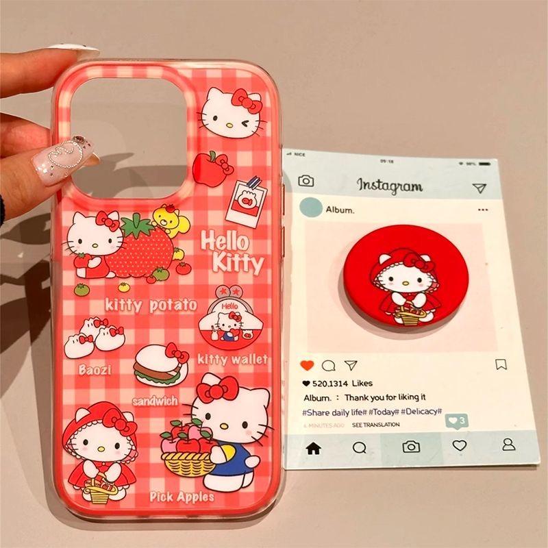 Magnetic Shake Kitty Holder Hello Kitty Case For Samsung Galaxy S26 Ultra S25 S24 S23 S22 Ultra Plus FE Flip 7 6 5G Phone Cover