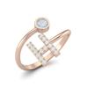 Capital H Initial Letter Moonstone Women Adjustable Front Open Ring 925 Sterling Silver Rose Vermeil