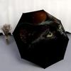Schwarze Katze, Goldene Augen - Automatischer Regenschirm, Vierjahreszeiten Tragbarer Faltregenschirm, Geeignet für Männer und Frauen, Reise, Täglicher Kompakter Regenschirm