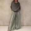 Elegant Off-the-Shoulder Top and Satin Wide-Leg Pants Two-Piece Set 2025