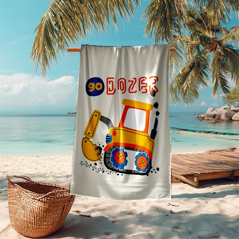 Ultra-weiches Strandtuch mit Bagger-Thema, Ideal für Pool - Camping, Tauchen - Perfekter Reisebegleiter, Lebendiges Strandtuch.