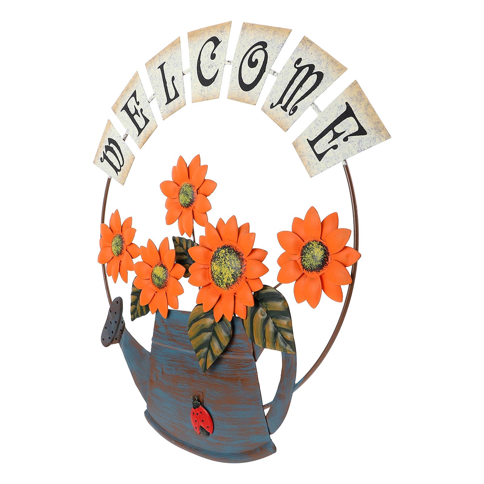 

Office Decor Pendant Garland Welcome Sign for Front Door Wreath Signs Iron Plant оранжевый