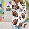 Women Plus Size White Football Star Print Long Sleeve Drawstring Hood Kangaroo Pocket Pullover Hoodie
