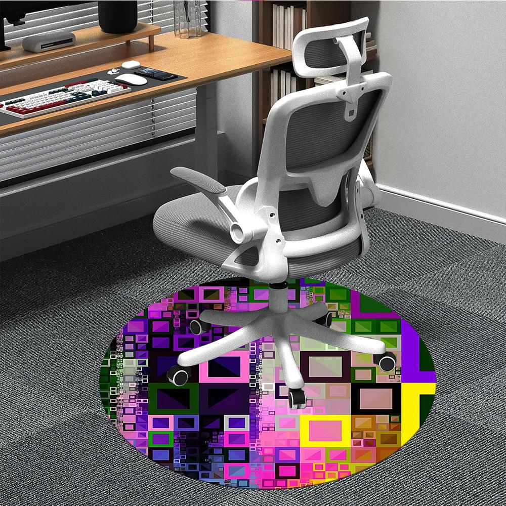 

1pc Colorful Squares Chair Carpet for Office Non-Slip, Machine Washable Rug for Office, Room - Polyester, Machine Made yy251029134 80cm by 80cm