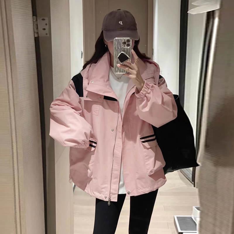 European Station 2025 Women's Retro Windproof Waterproof Softshell Jacket - New Color Block Spring/Autumn Coat