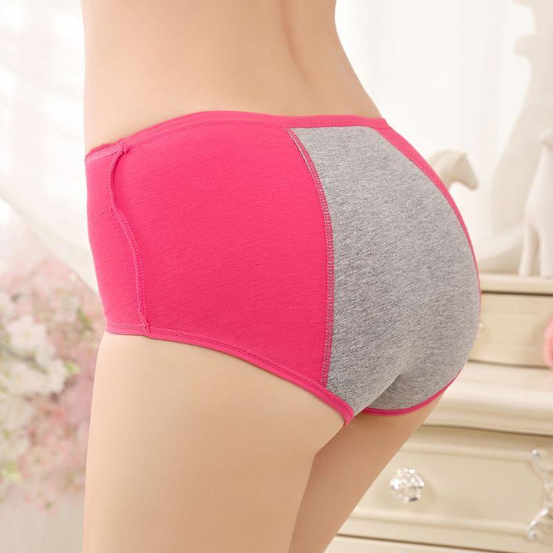 Ladies Spring and Autumn Lace Pure Cotton Period Side Leakage Prevention Mid Waist Triangle Briefs