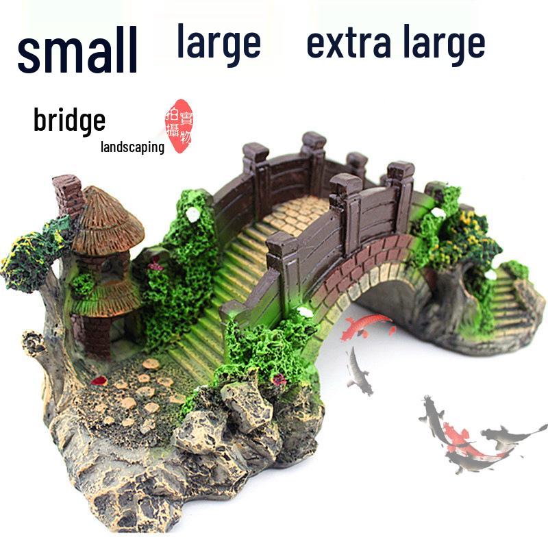 

Винтажное полимерное украшение для аквариума: Декоративный мостик для аквариума и платформа для баскинга черепах (Small) Bridge with Tree