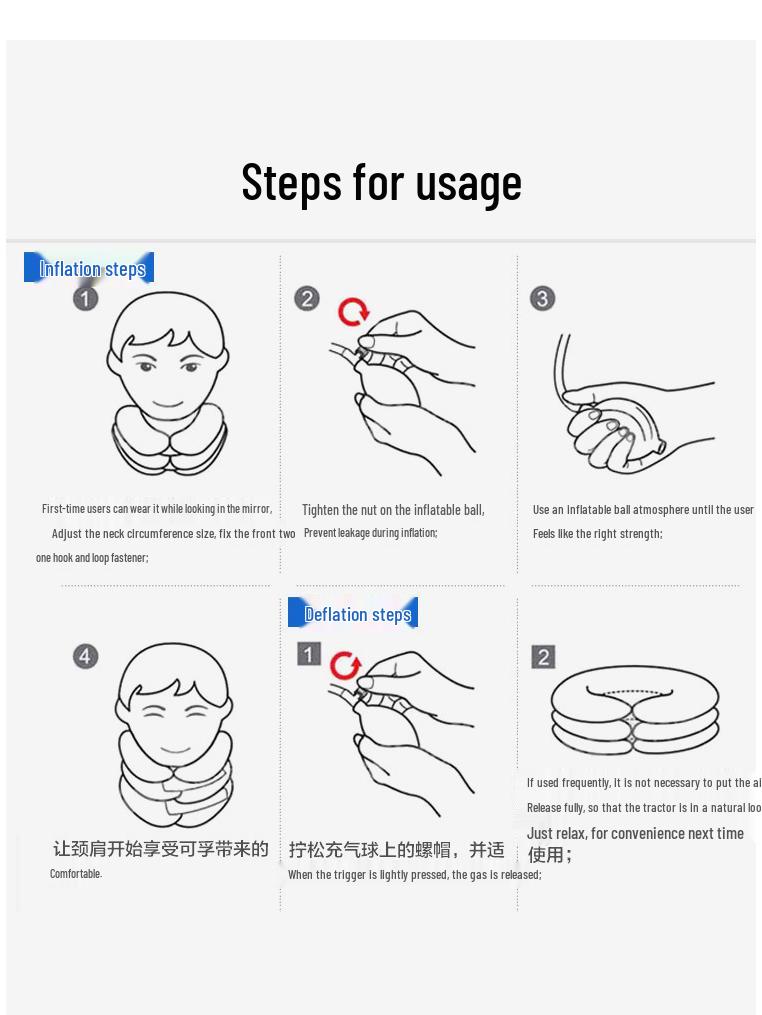 Thickened PVC Three-Tube Steel Ring Inflatable Cervical Traction Device