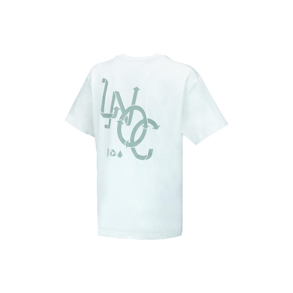 Li Ning T Shirts Unisex White Crew Neck Moderate Straight Fit AHST129-1
