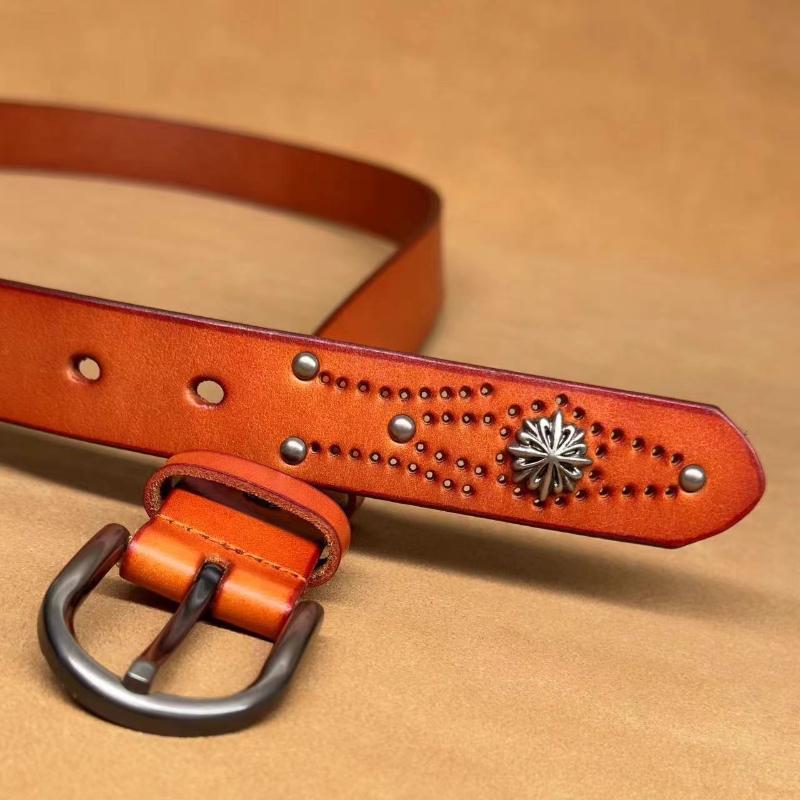 Rivet Women's Belt, First Layer Cowhide Fashion Casual Pin Buckle Belt, Genuine Leather Simple Belt