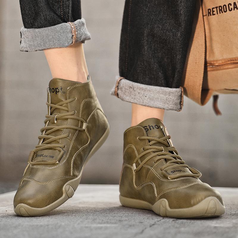Herrenschuhe Herbst und Winter High-Top Outdoor Bergsteigen Wasserdicht und Rutschfest Lederschuhe Arbeitsschutz Werkzeugstiefel Trendschuh