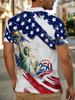 Men's Outdoor Short-Sleeve Polo Shirt with National Flag Graffiti Print, Available in Multiple Sizes. Men's Lapel Polo, Slim Fit Top Suitable for
