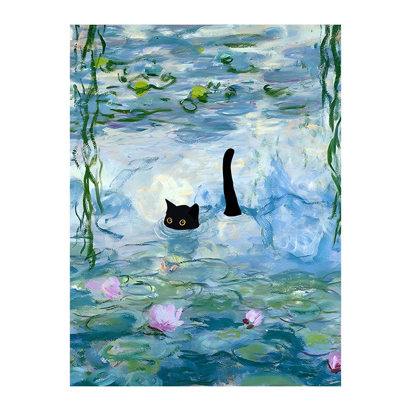 Van Gogh Black Cat Sunflowers Funny Art Matisse Monet Canvas Painting Posters And Prints Wall Pictures For Living Room Decor