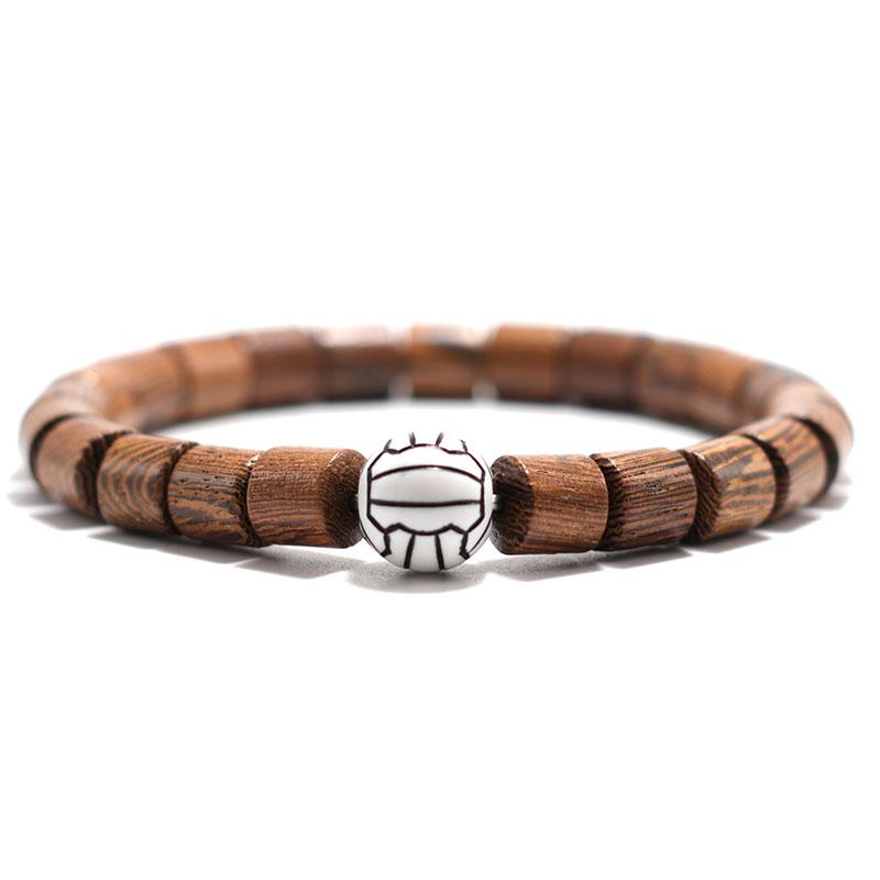 Pulsera de Voleibol de Moda para Hombres y Mujeres Pulsera Trenzada Ajustable Pulsera de Madera Vintage Brazalete para Gimnasio Regalo Joias