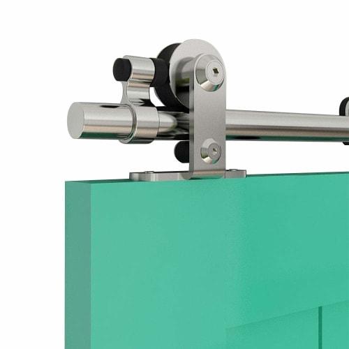 AIPCHYB 6FT/183CM Barn Door Hardware Kit with Rail, Single Sliding Barn Door, Stainless Steel Rail, Roller Hanger, T-Shaped Pulley, and Top-Hung Rail