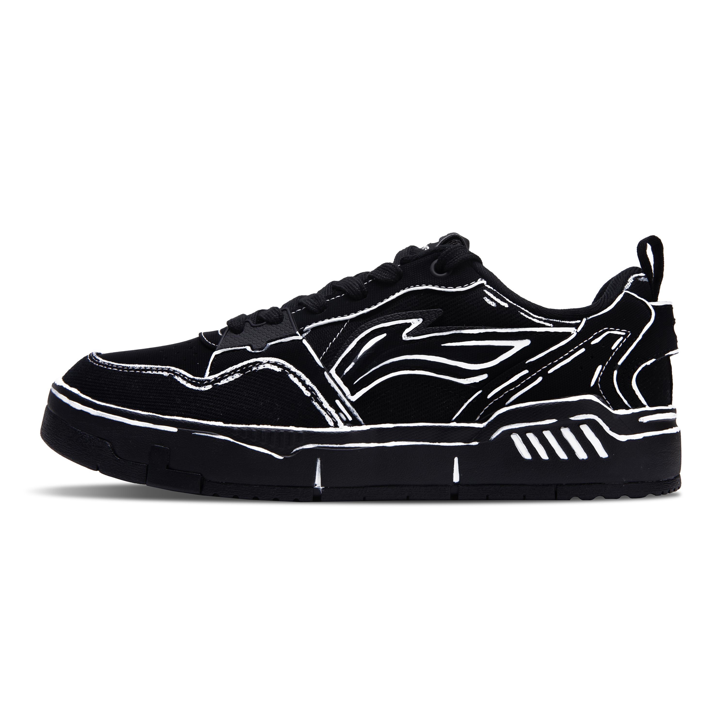 

Li Ning Original Era Скользкие, Легкие и Дышащие Низкие Кроссовки для Скейтборда Мужские Черно-Белые AGCU337-5(Команда348-) 45