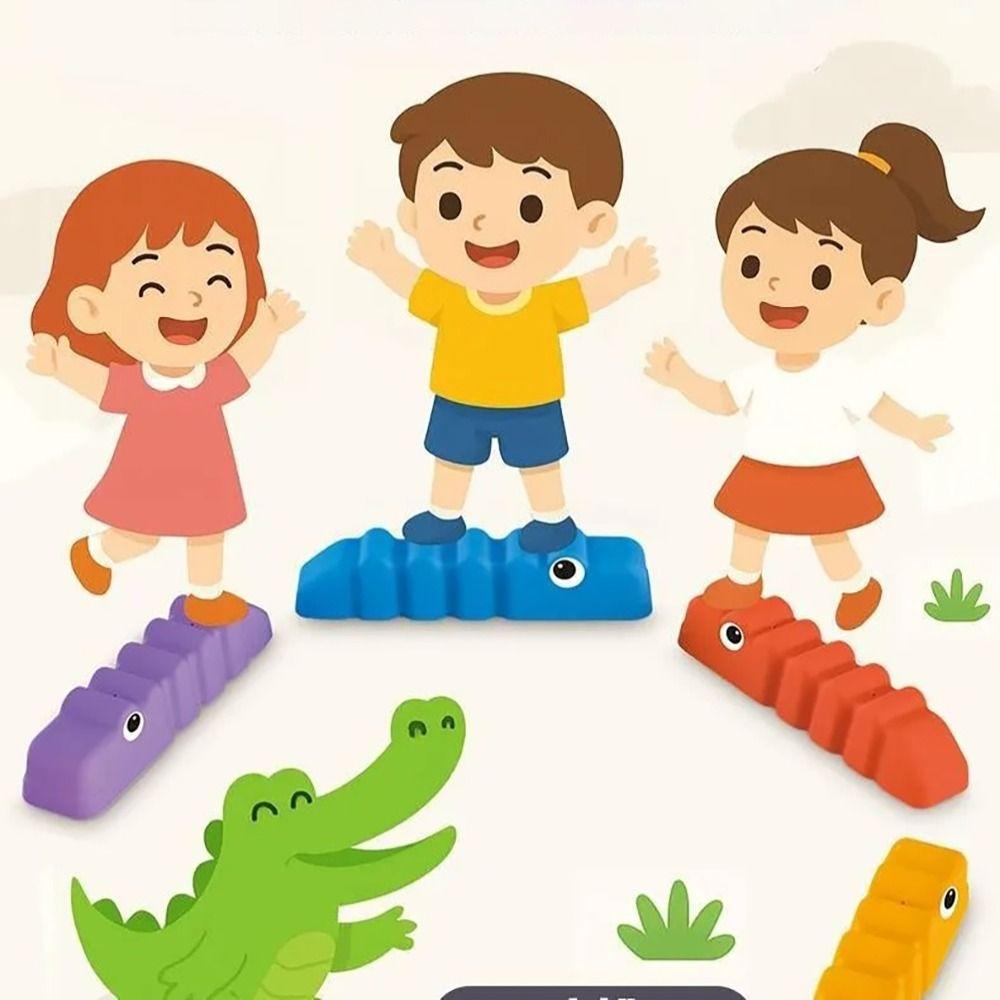 6PCS/Set Stepping Stones Balance Training Beam Crocodile Stepping Stones Parent-Child Game