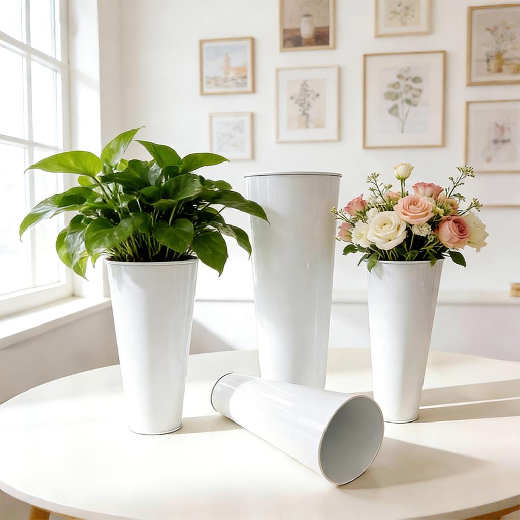 Blumenkübel, 29 cm/40 cm verzinkte Metallvasen für Blumen, Blumenkübel, Vasen für Hochzeiten, Balkongarten, Heimdekoration