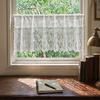 Cortina Media de Encaje, Cortina Transparente Floral Campestre Transpirable, Cortinas Estilo Nórdico Bloqueo de Polvo y Flujo de Aire, para Ventanas Medias de Cocina