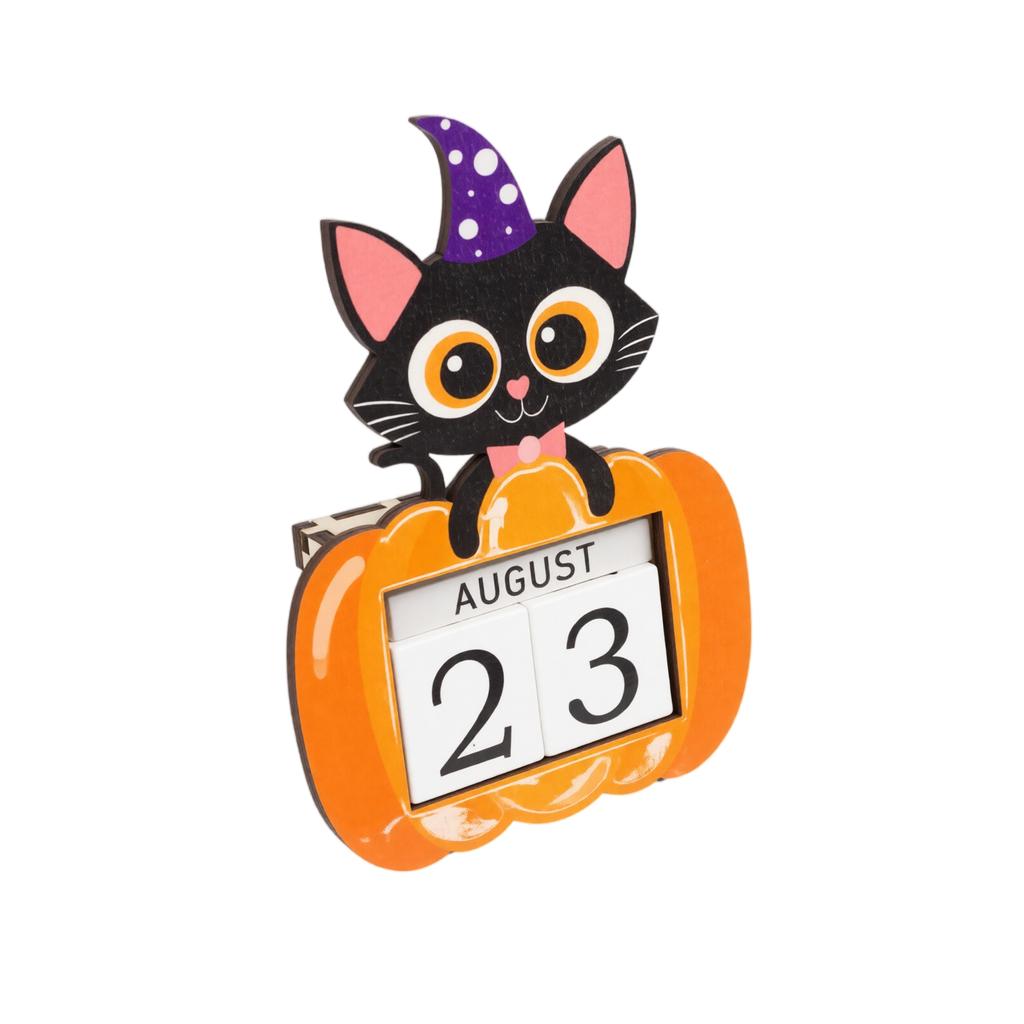 Wooden Halloween Countdown Calendar Decorative Ornament for Home Mantel Shelf