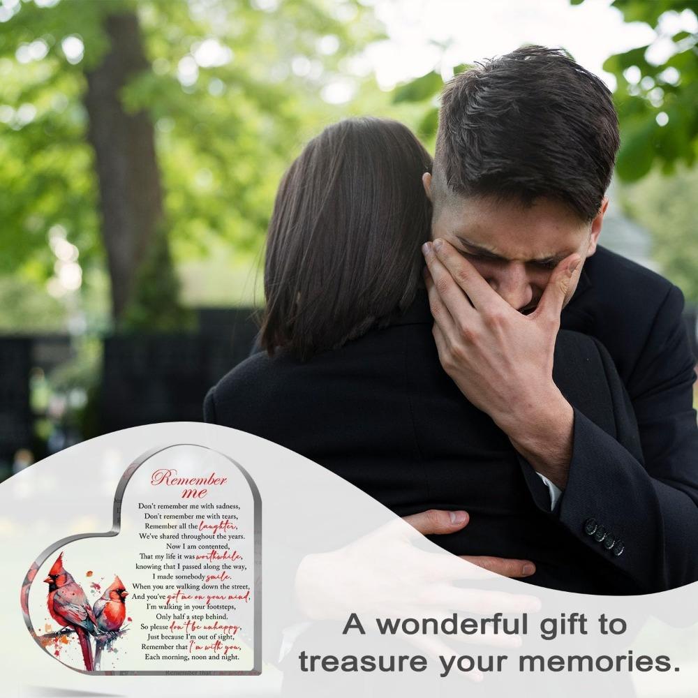 Acrylic Heart Memorial - Sympathy Table Centerpiece for Loss of Loved One