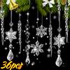 Crystal Clear Snowflake Acrylic Ice Pendants Christmas Tree Hanging Ornaments Icicle Water Drop Decoration For Xmas Winter Party