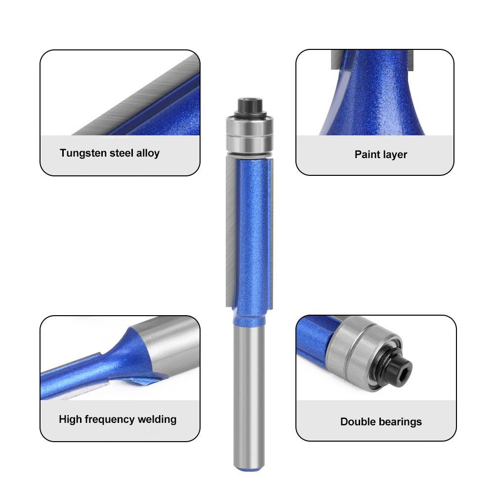 1PC 1/4 Shank Trim Router Bit with Bearing for Wood Template Bit Milling Cutter
