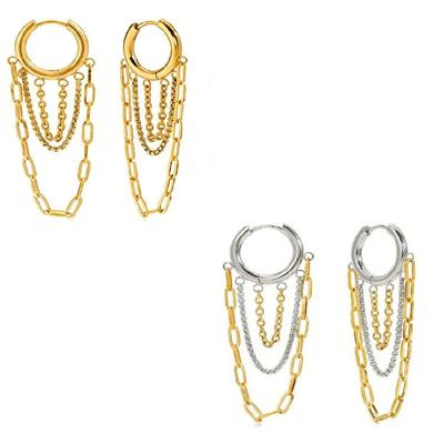 Minimalists Tassels Earrings with Chain Accent Stainless Steel Drop Designs for Everyday Elegant