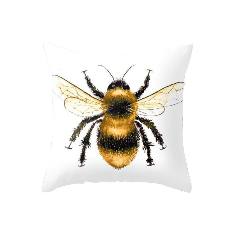 Peach Leather Velvet Yiwu Pillow Creative Home Car Cushion Picture Pillow Case Golden Bee Sofa