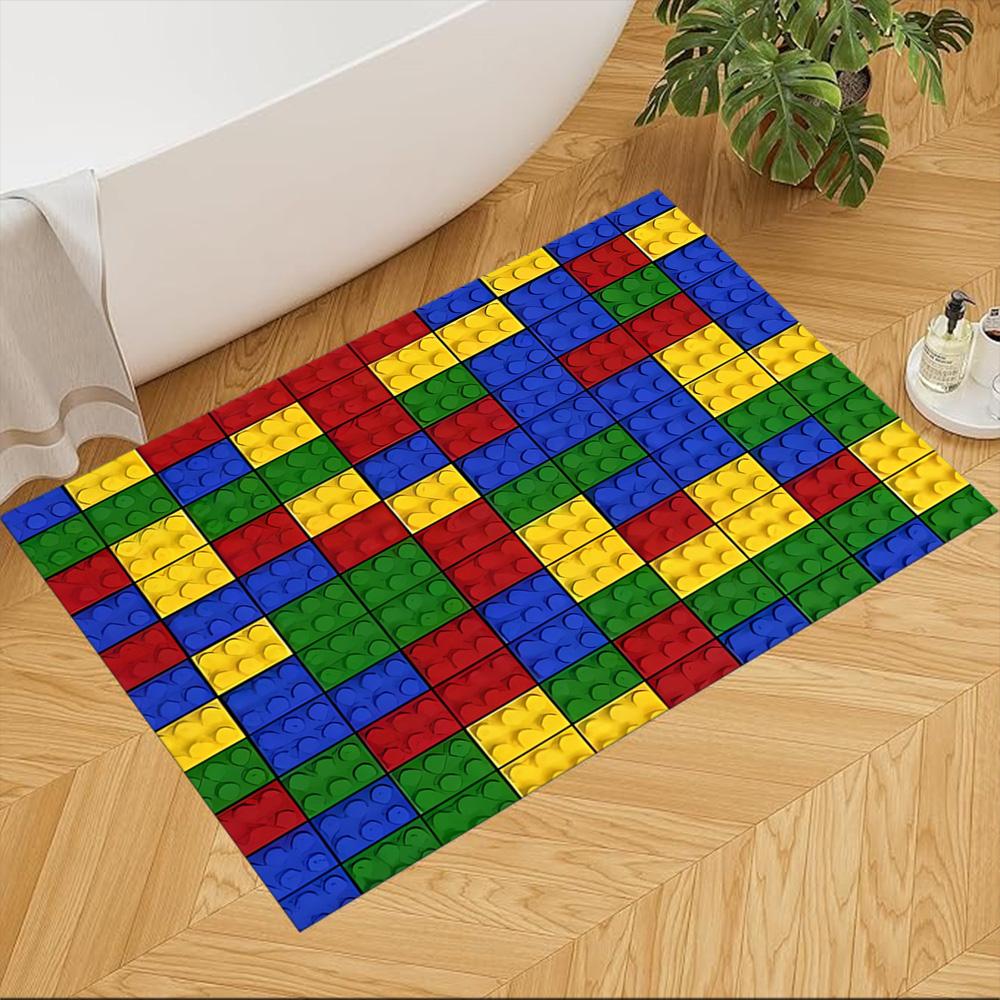 Colorful Building Blocks Pattern Non-Slip Home Carpet Design for Office Decor Living Room Bedroom Gift