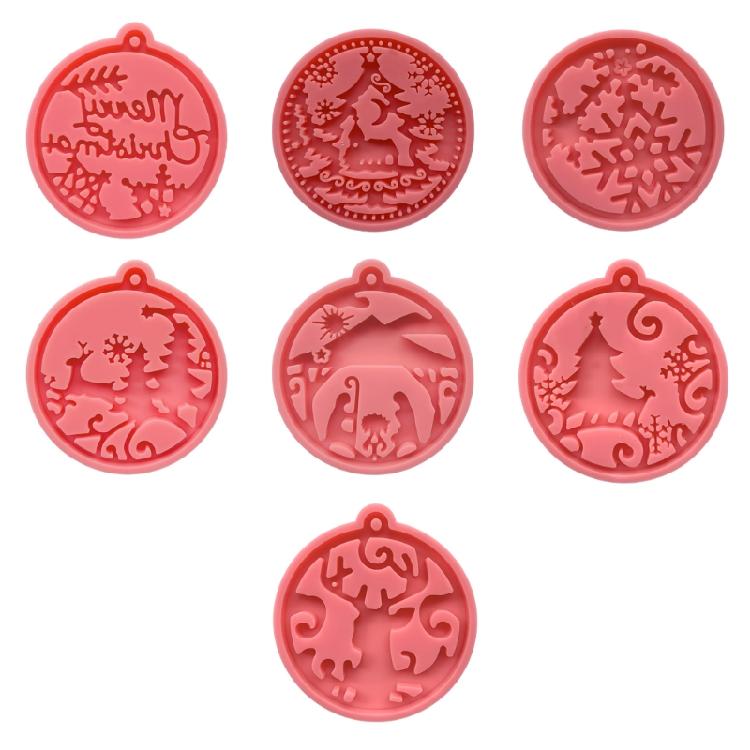 Pink Shiny Glossy Christmas Keychain Silicone Mold for Christmas Love Gift Craft