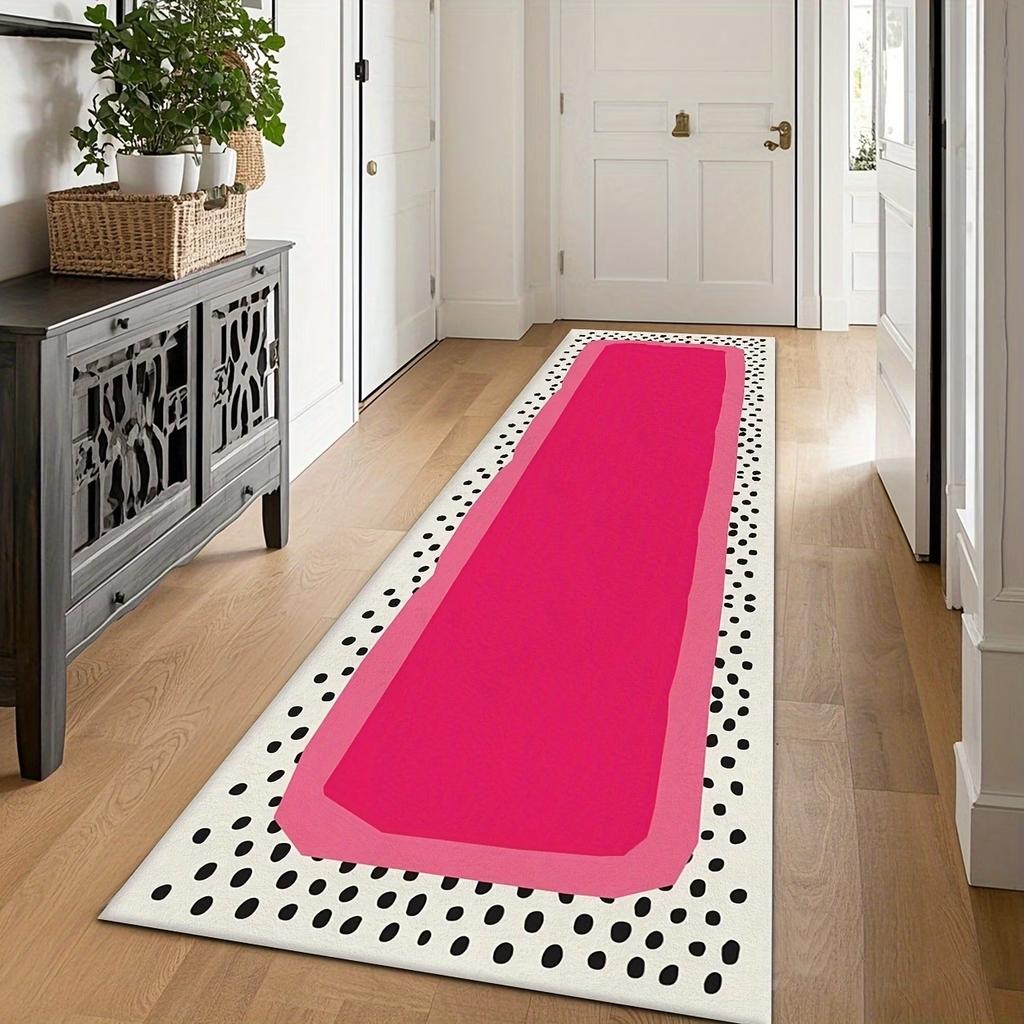 Tappeto Runner Astratto Rosa Vivace a Pois Tappeto per Corridoio Antiscivolo Lavabile Tappetino per Ingresso Decorazione Moderna per la Casa