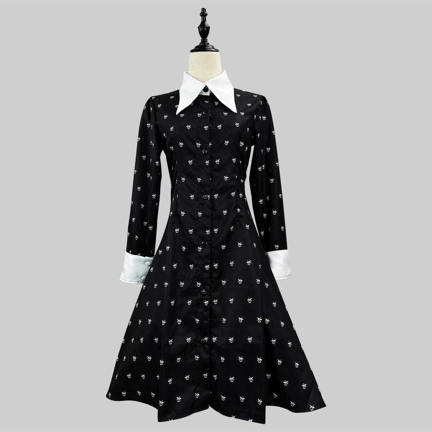 The Addams Family Wednesday Addams Black Cosplay Dress - Halloween Costume XL