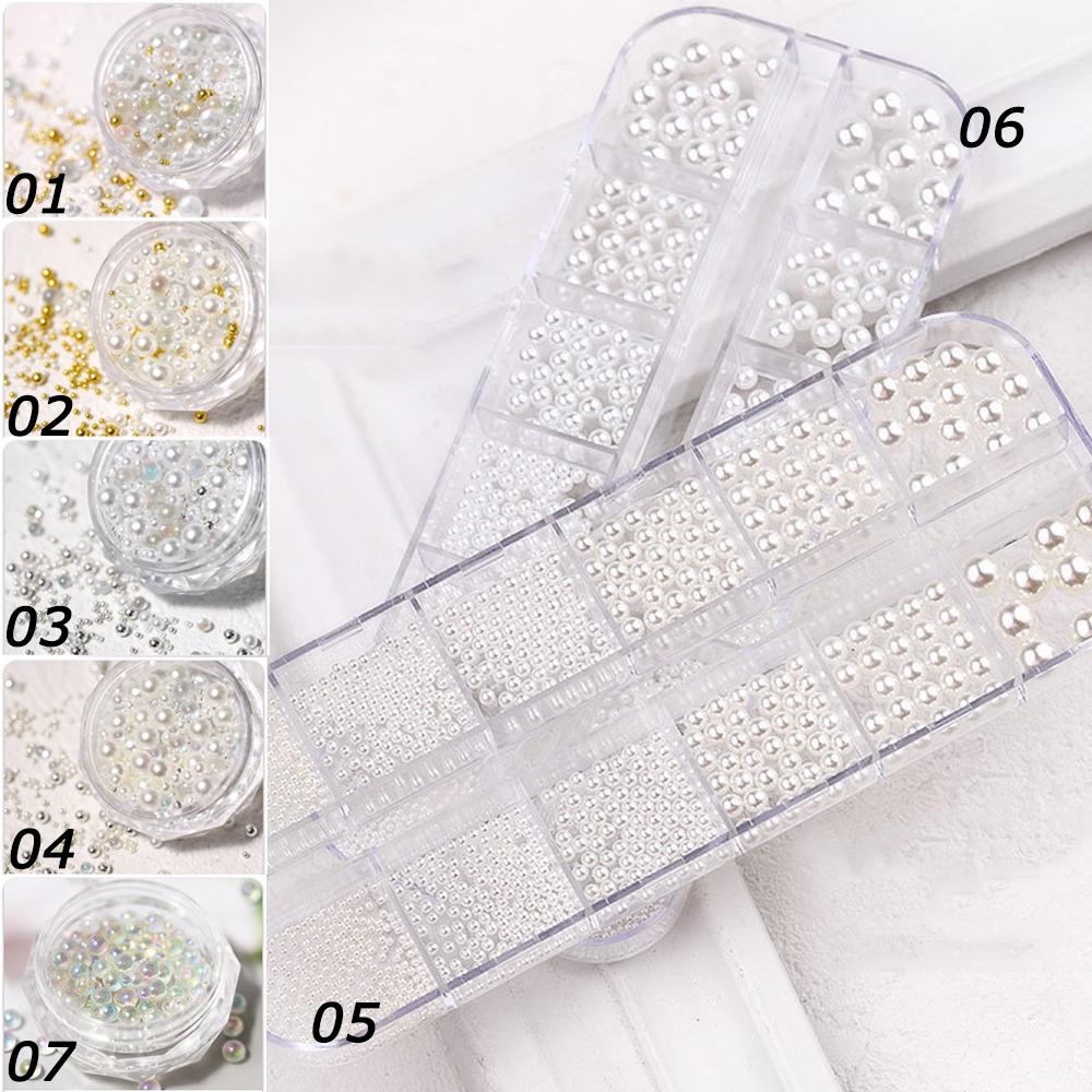 Size Micro Glass Caviar Beads AB Crystal Rhinestones Tiny Nail Pearls Nail Art Decorations Manicure
