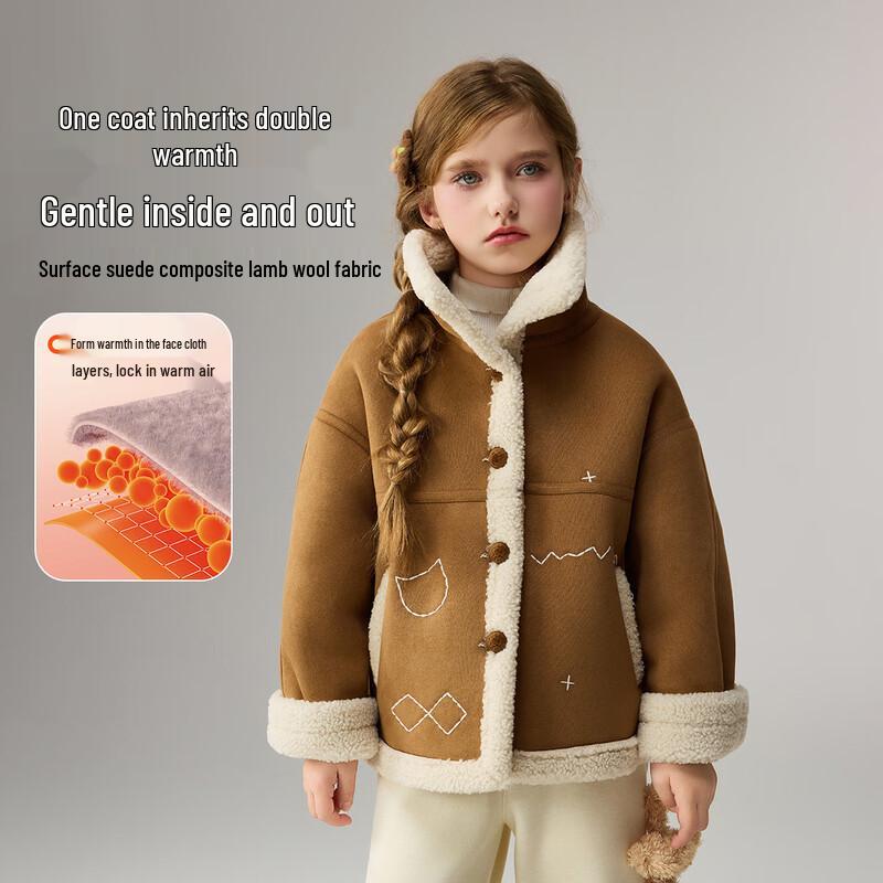 ASK JUNIOR Girls Winter Faux Lamb Wool Fleece Jacket 170