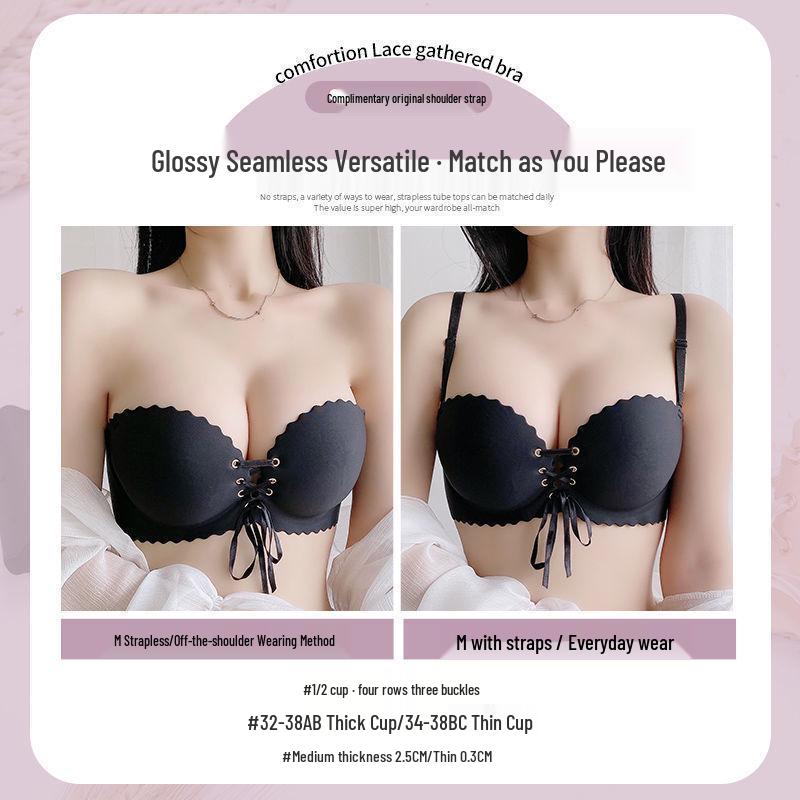 Women's Strapless Push-Up Bandeau Bra, Non-Slip, Seamless, for Small Busts