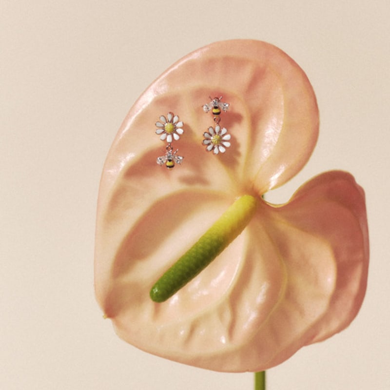 JUDY AND PAUL Flea Honeybee and Flower Unbalanced Earrings