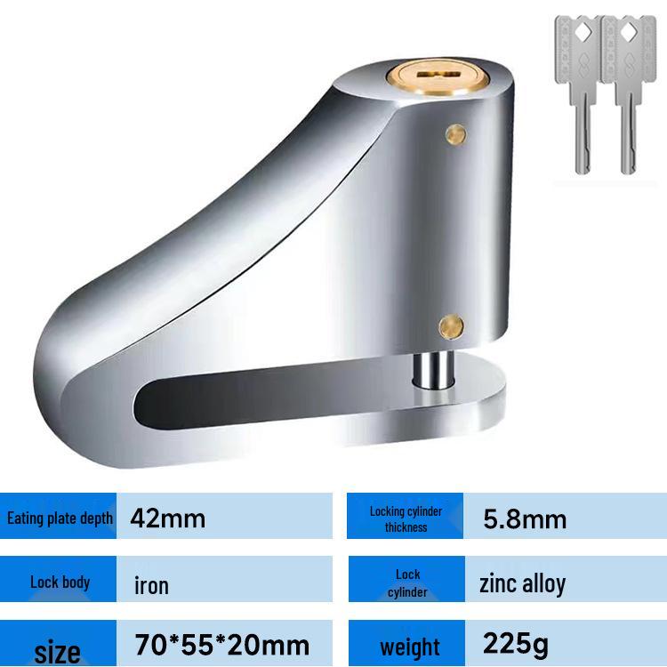 Universal Disc Brake Anti-theft Lock for Motorcycles & Bicycles with Forged Alloy Steel & Copper Lock Cylinder