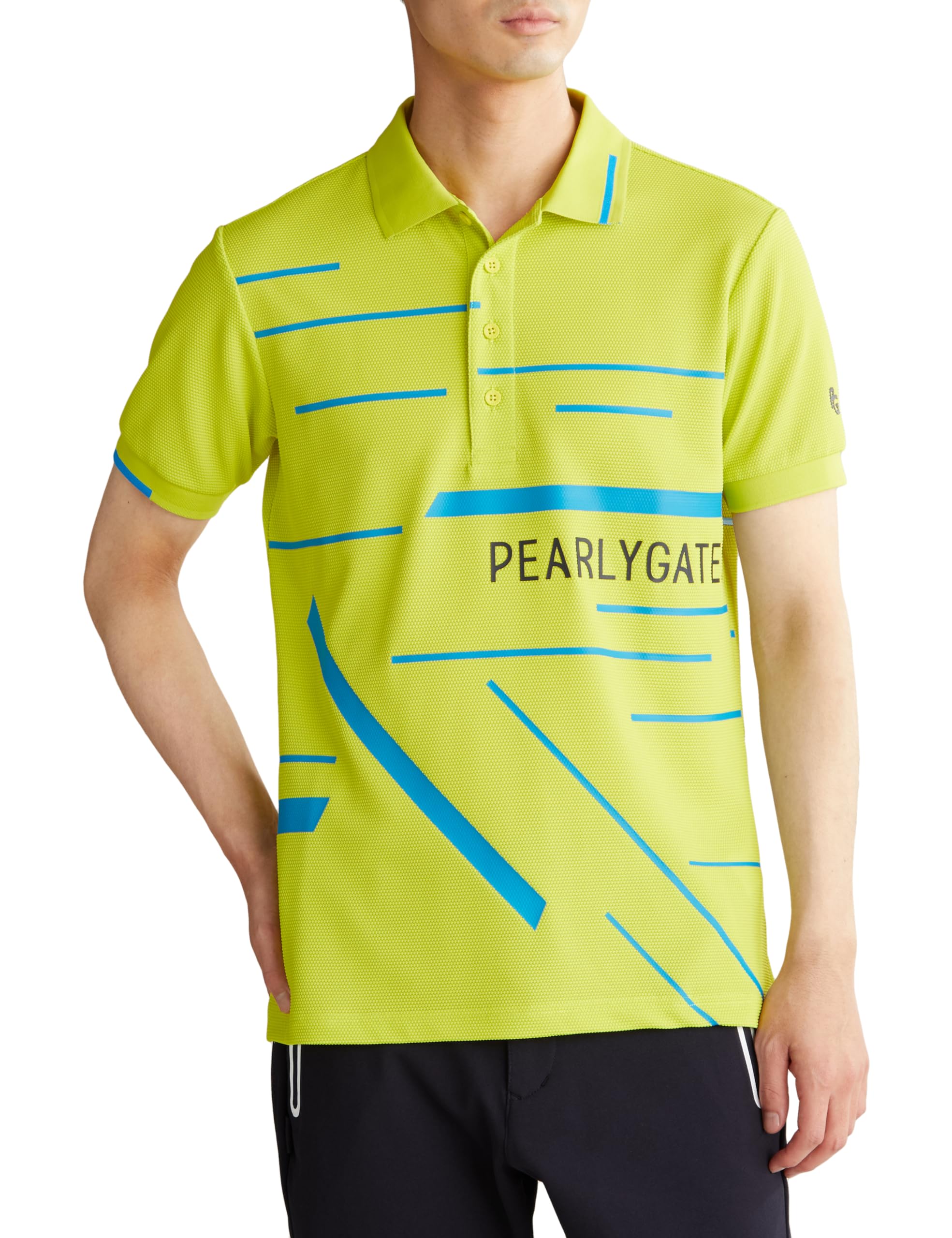 

polo shirt and Golf 5 [PEARLY GATES] Men s short-sleeved (multi-logo pattern, moisture-wicking quick-drying) / / 053-4160405 130_Lime [L]