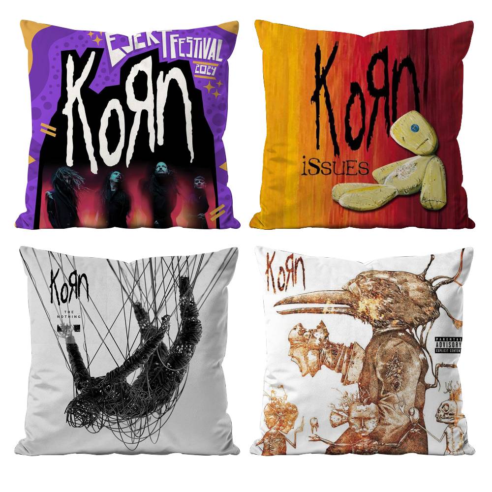 Rock Band K-Korn Pillow Case Anti-dustmite Pillowcase Invisible zipper silky short plush Sofa cushion cover