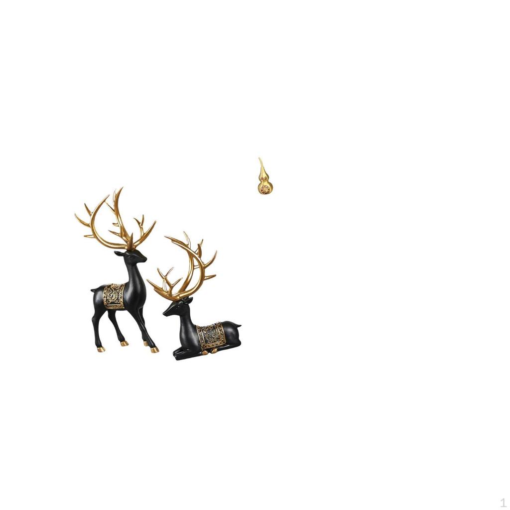 Elegant Reindeer And Gourd Resin Brass Sculpture Collection Unique Elk Deer Figurine Feng Shui