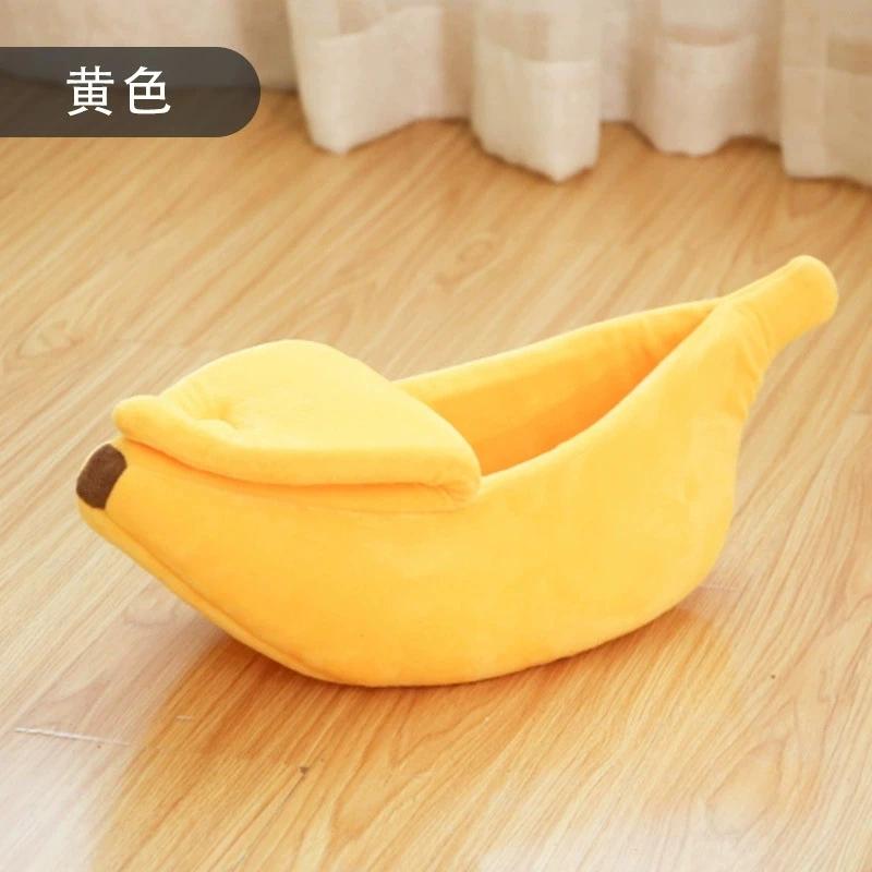 Bananen-Katzenbett, lustiges, süßes, gemütliches Katzenbett, warmes, langlebiges, tragbares Haustierkörbchen, Hundekissen, Katzenbedarf, mehrfarbig