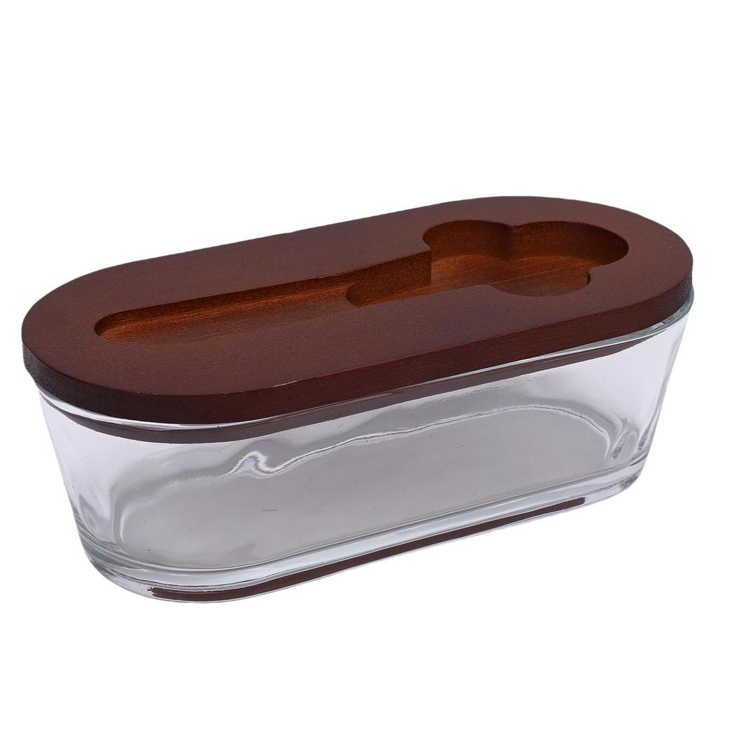 Glass Dish with Lid Airtight for Freshness 300ML Rectangular for Kitchen Countertop Decor