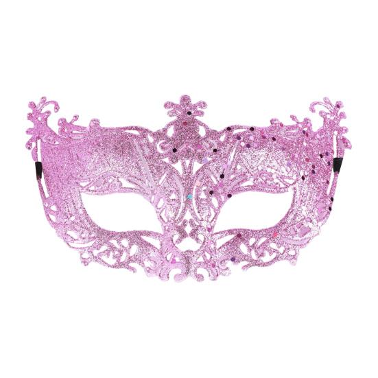 Masquerade Half Face Mask for Women Hollow Carving Glitter Party Mask Lightweight Comfortable Elastic Strap Halloween Costume Accessory