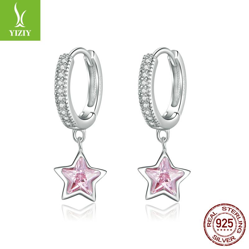 Rosa Pentagramm Ohrringe Damen Internet-Berühmtheit Nische Temperament Stern Ohrringe Bse414