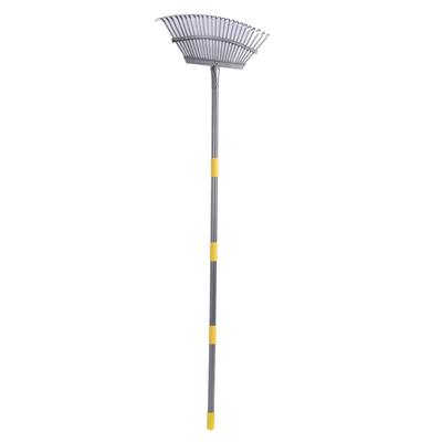 Garden Rake Wide Leaf Rake for Shrub with 25 Tines Yard Thatching Rake with Adjustable Handle for Picking Leaves Grass Clippings Garbage