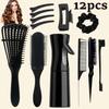 12pcs Detangling Brush Set, 200ml Continuous Spray Bottle, Premium Wide Tooth Comb, Scalp Massager Shampoo Brush, Brush Set with