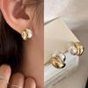 Women's S925 Silver and Gold Color Combination Volume Ring Earrings