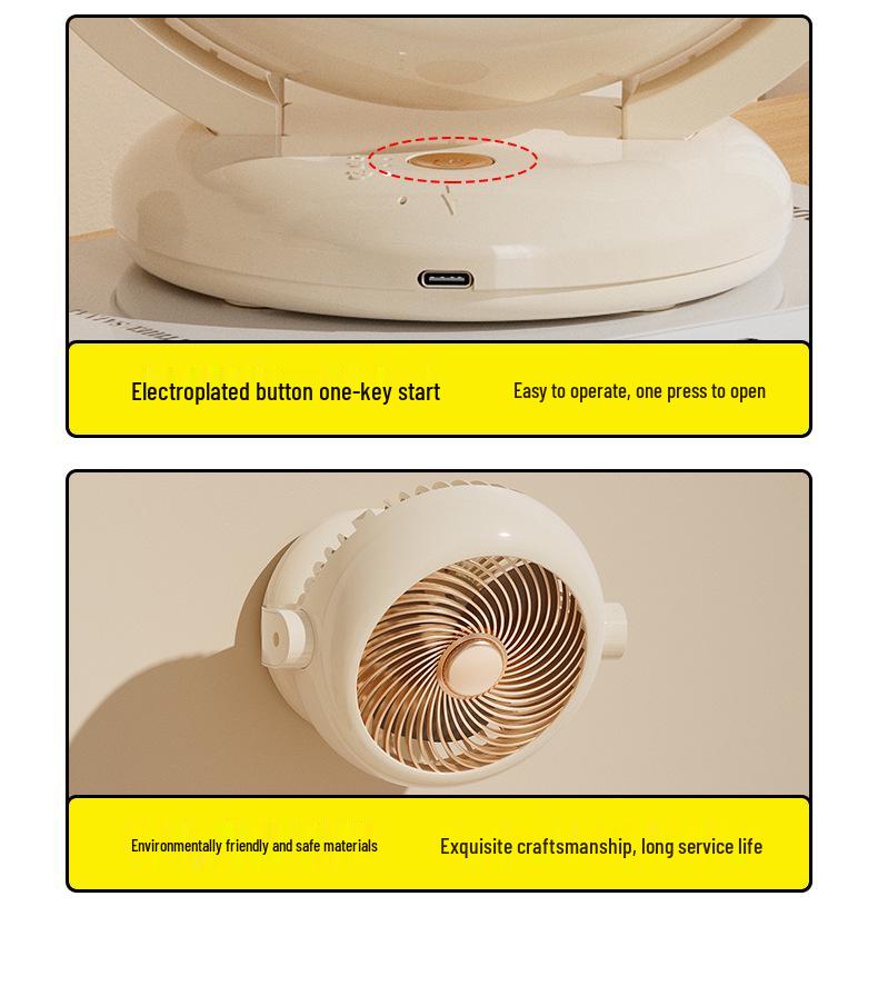 2026 Cute Rechargeable Mini Shaking Fan – Long Battery Life, Portable USB Desk Fan