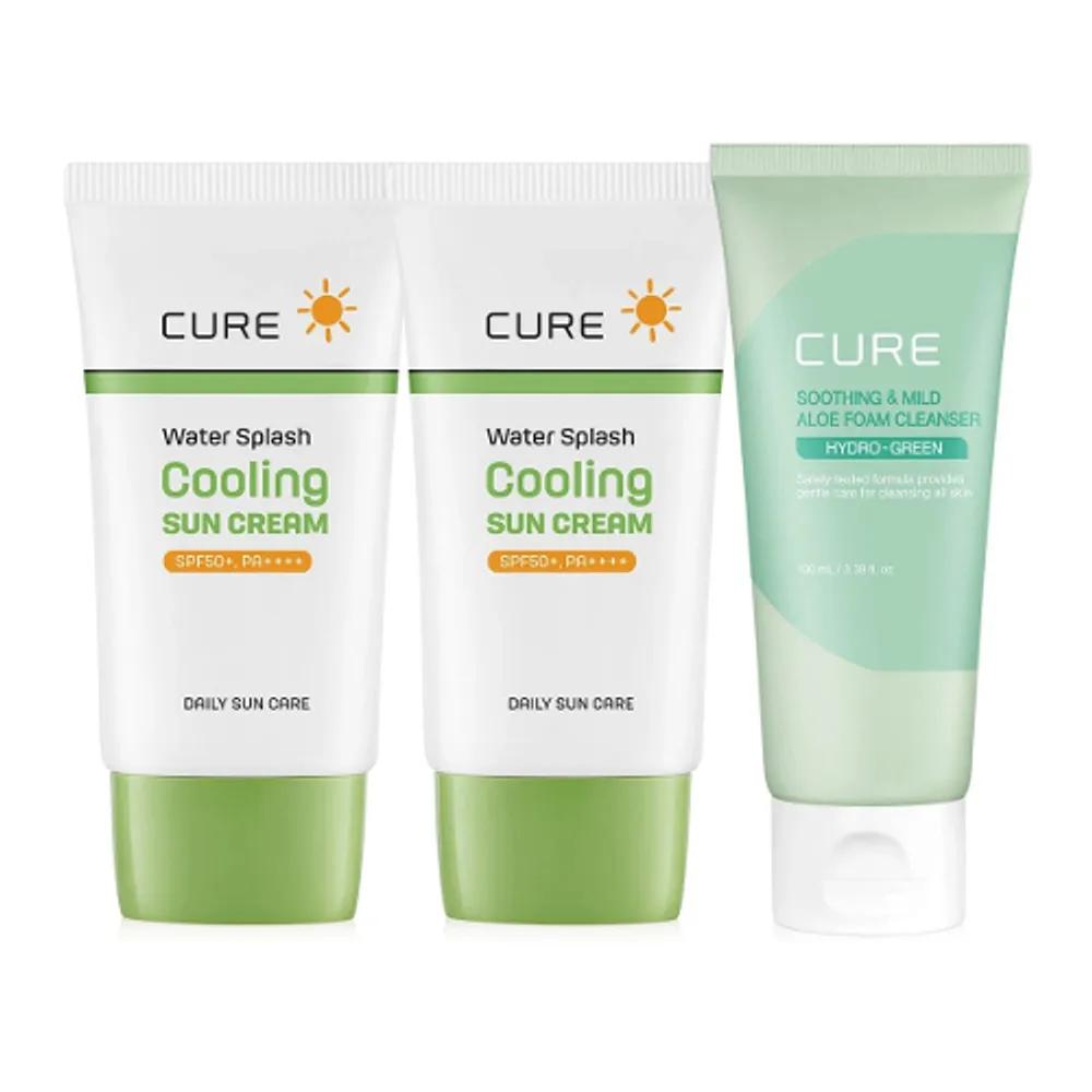 CURE Water Cooling Sun Cream 40ml x 2 + Foam Cleanser 100ml